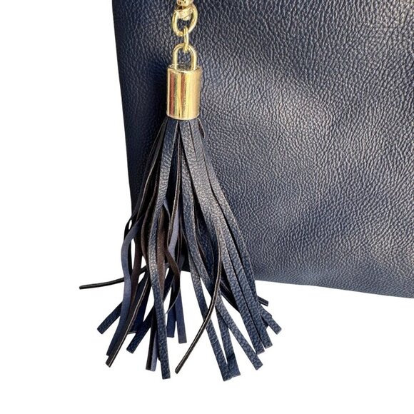 Merona Navy Blue Merona Faux Leather Detachable Tassel Gold Hardware Zip Pouch - Picture 6 of 6